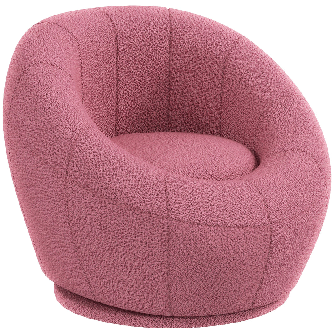 Modern Accent Chair, Swivel Upholstered Armchair-Pink