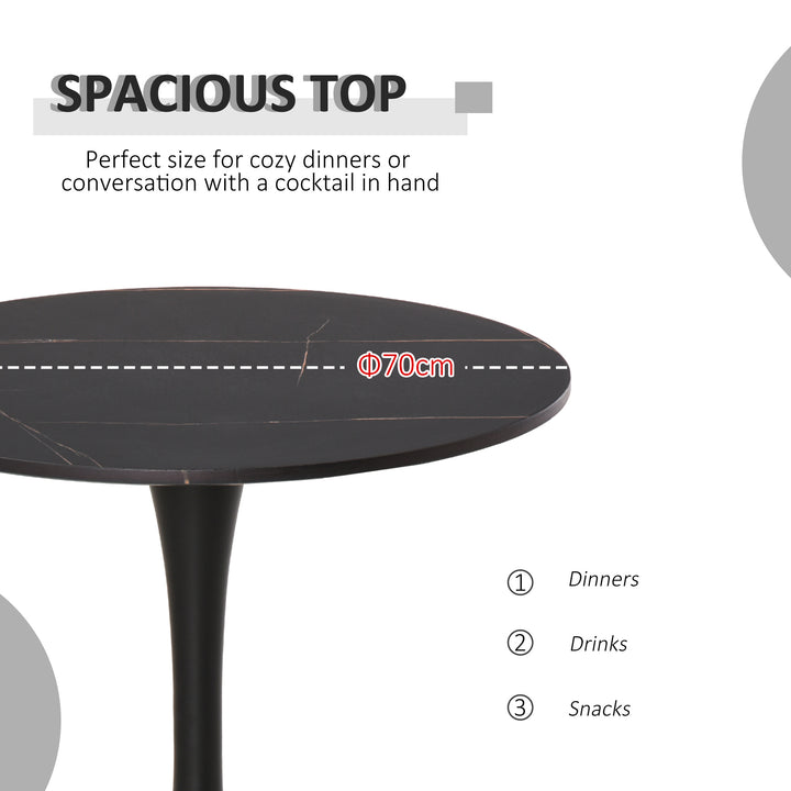 Modern Round Dining Table Leisure Coffee Bistro Table with Metal Base for Kitchen &amp; Dining Room Black