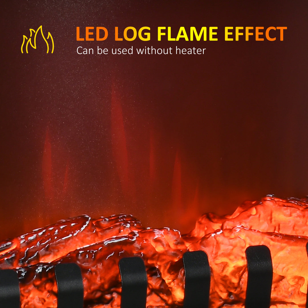3-Sided Electric Fireplace Heater, Quiet Freestanding Fire Stove with LED Flame Effect, Level-less Temperature Control, Overheating Protection