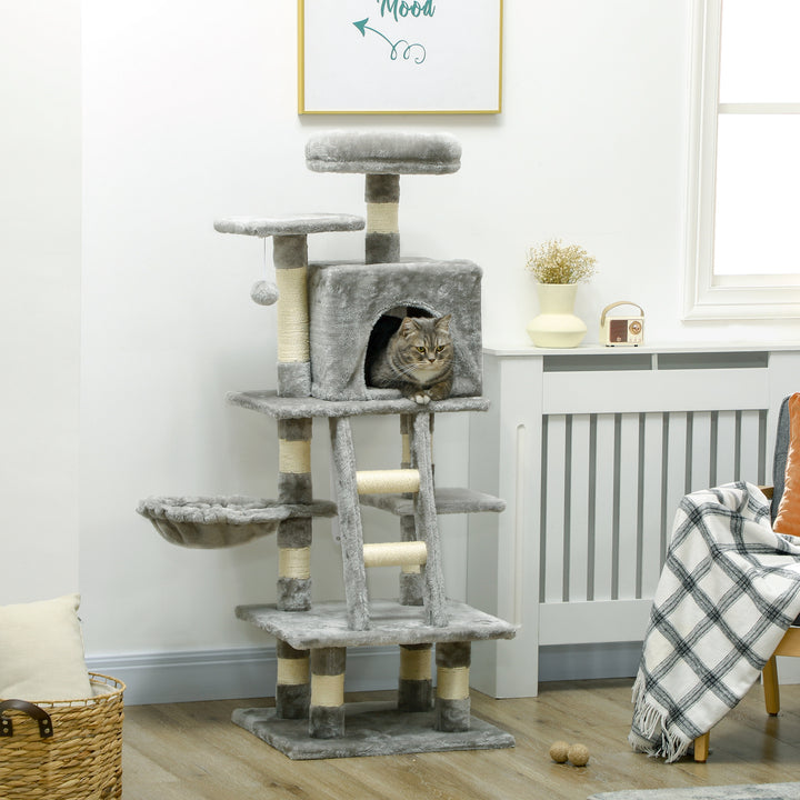 Plush Cat Tree with Sisal Scratching Post - Light Gray