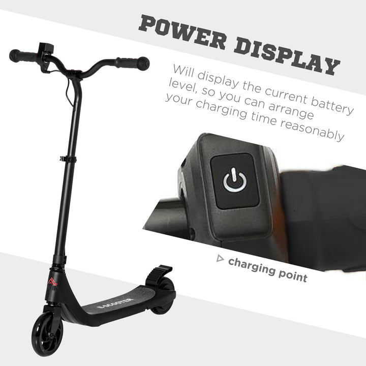 Electric Scooter, 120W Motor E-Scooter w/ Battery Display, Adjustable Height, Rear Brake for Ages 6+ Years - Black