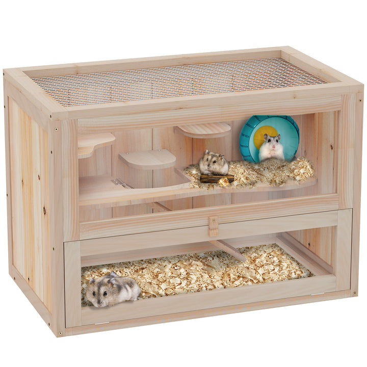 Wooden Hamster Cage Small Animal House Pets at Home, 60 x 35 x 42 cm