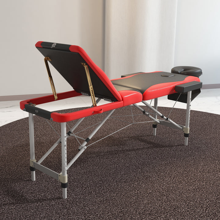 Foldable Massage Table Professional Salon SPA Facial Couch Bed Black and Red