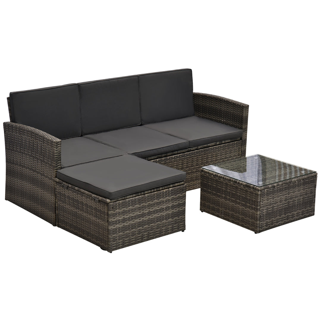 4-Seater Outdoor Garden Rattan Furniture Set w/ Table Grey