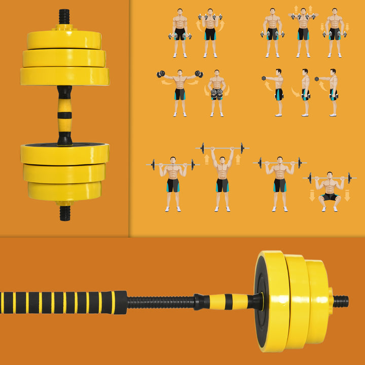 30kg Dumbbell & Barbell  Adjustable Set Plate Bar Clamp Rod Home Gym Sports Area Exercise Ergonomic