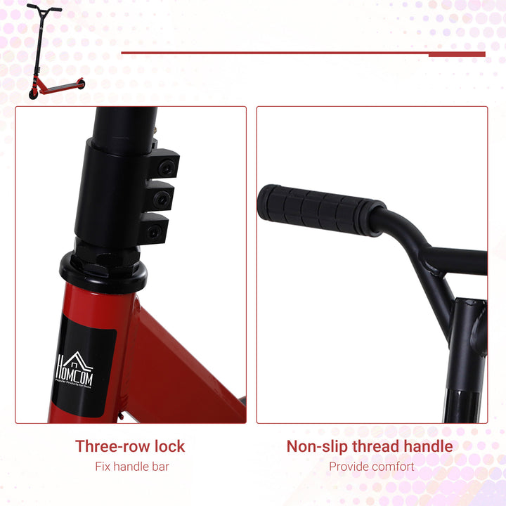Teens Adult Street Stunt Kick Scooter Intermediate and Beginner Freestyle Tricks Scooters For 14+ w/ Rear φ10cm Wheel&Brake - Red
