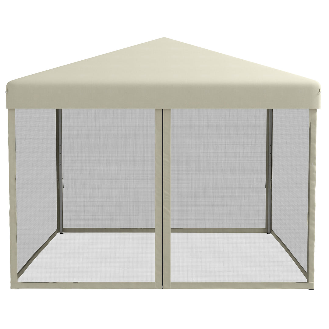 3x3m Pop Up Gazebo W/ Mesh Walls-Tan