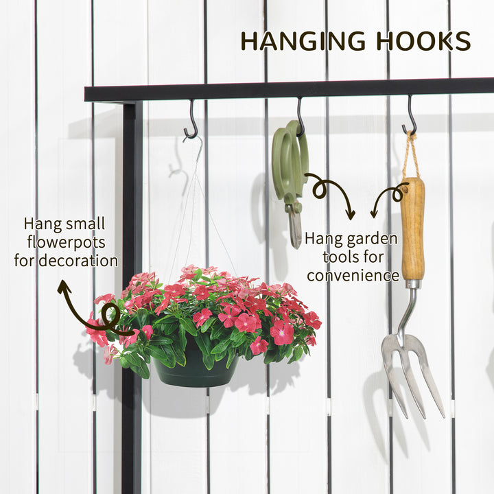 3 Tiered Plant Stand with Hanging Hooks, Flower Rack Shelf for Indoor Outdoor Porch Balcony Living Room Bedroom