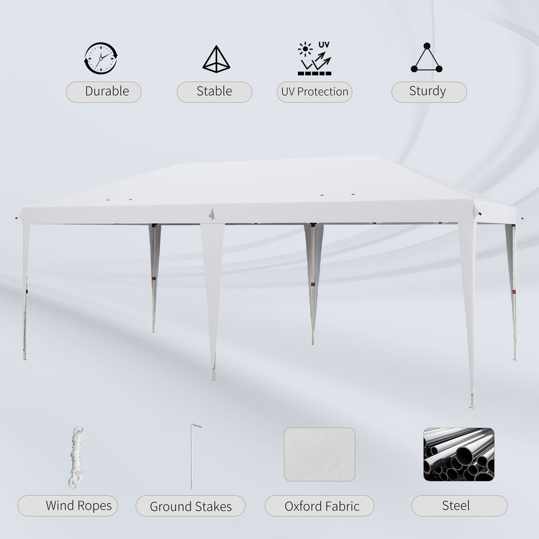 Outsunny Pop Up Gazebo, Double Roof Foldable Canopy Tent, Wedding Awning Canopy w/ Carrying Bag, 6 m x 3 m x 2.65 m, White