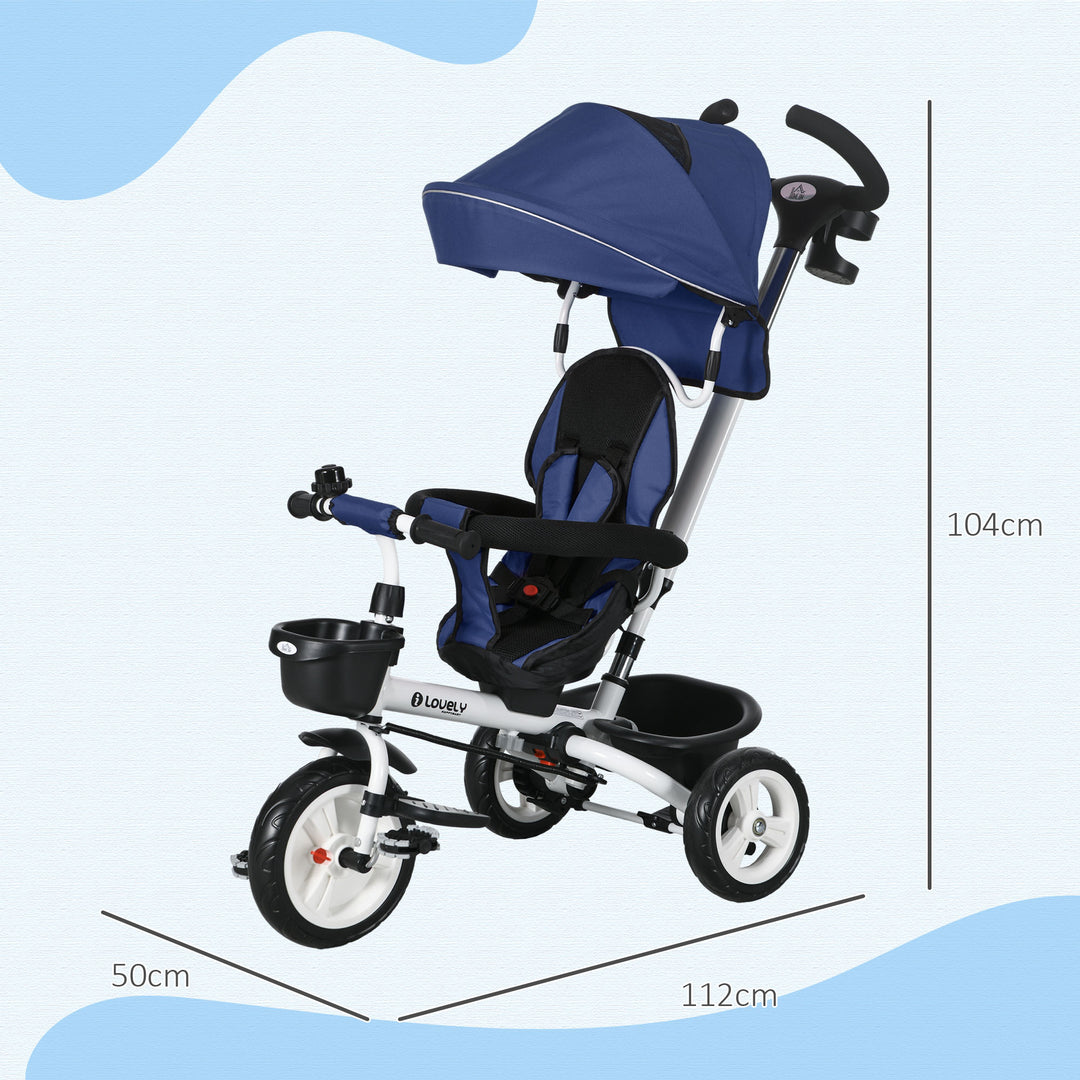 Baby Push Tricycle with Parent Handle for 1-5 Years Old, Dark Blue