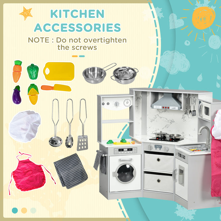 Toy Kitchen with Running Water, Lights Sounds for 3-6 Years Old - Grey