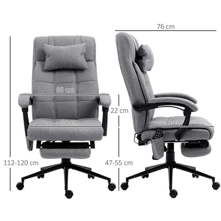 Vinsetto Vibration Massage Office Chair with Heat, Fabric Computer Chair with Head Pillow, Back, Grey