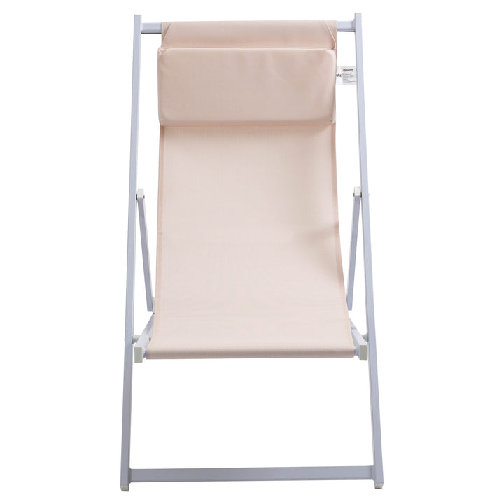 Outsunny Set of 2 Folding Garden Beach Deck Chairs Deckchairs Seaside Folding Garden Patio Lounger, White