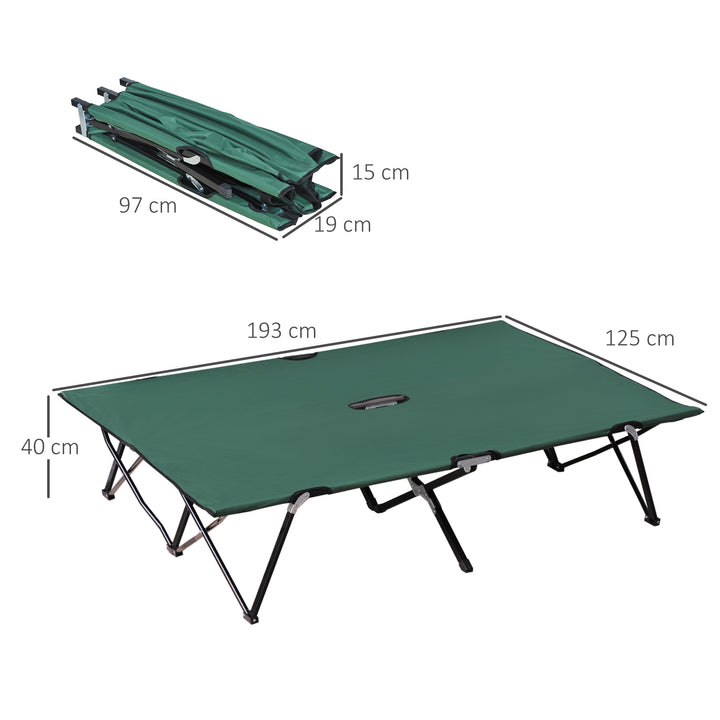 Double Camping Cot Foldable Sunbed Outdoor Patio Sleeping Bed Super Light w/ Carr Bag (Green)