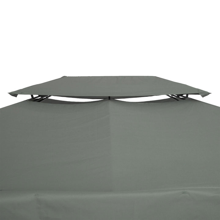 3x4m Gazebo Replacement Roof Canopy 2 Tier Top UV Cover Garden Patio Outdoor Sun Awning Shelters Deep Grey (TOP ONLY)