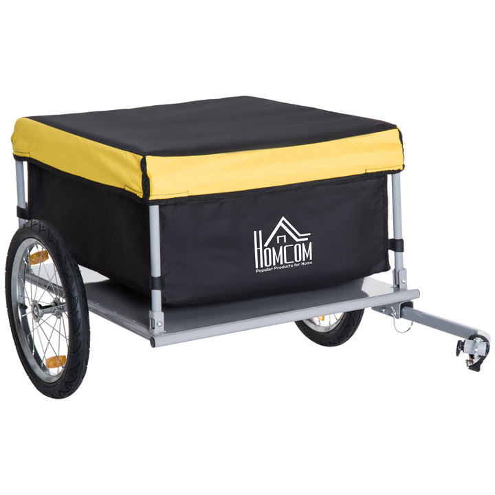 Steel Frame Bike Cargo Trailer Storage Cart and Luggage Trailer with Hitch Yellow