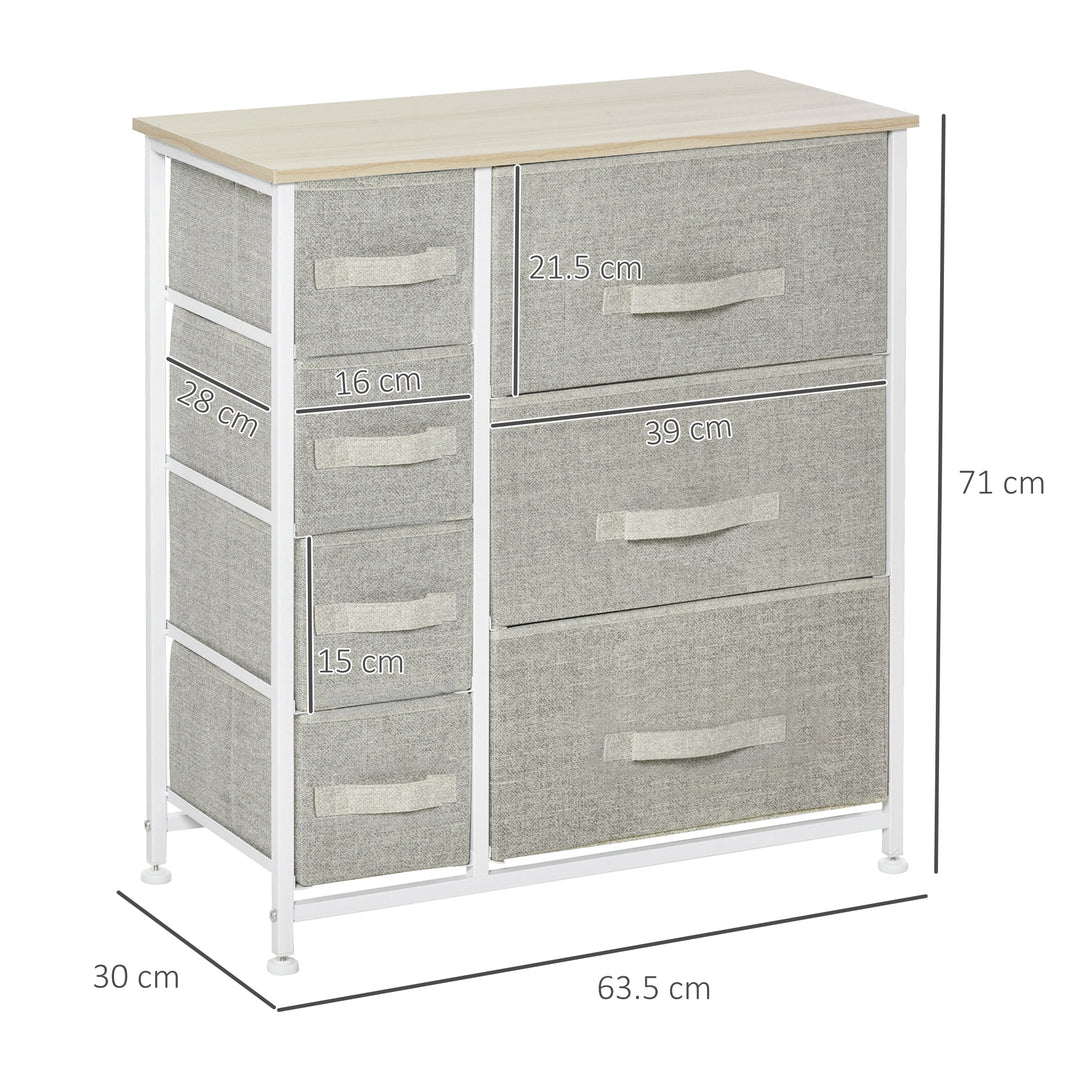 Vertical 7 Linen Drawers Cabinet Organizer Storage Dresser Tower with Metal Frame Adjustable Feet for Living Room, Bathroom, Kitchen