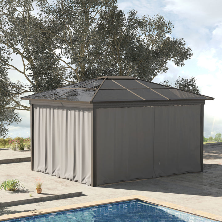 3 x 3(m) Universal Gazebo Sidewall Set with 4 Panels, Hooks/C-Rings Included for Pergolas & Cabanas, Light Grey