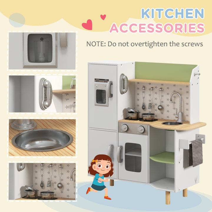 Toy Kitchen, Kids Play Kitchen Role Playing for 3-6 Years, White