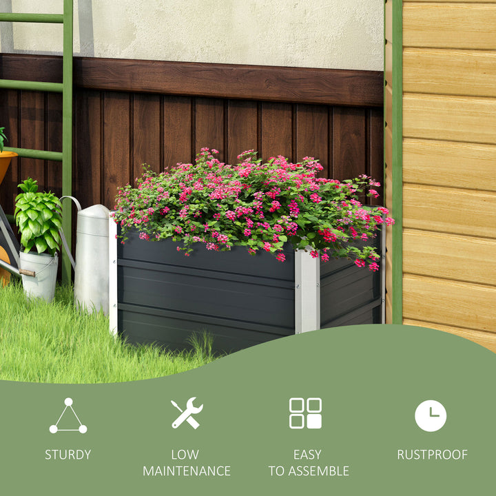 Raised Garden Bed, Elevated Metal Planter Box w/ Installation Gloves for Backyard, Patio to Grow Vegetables, Herbs, and Flowers, Grey