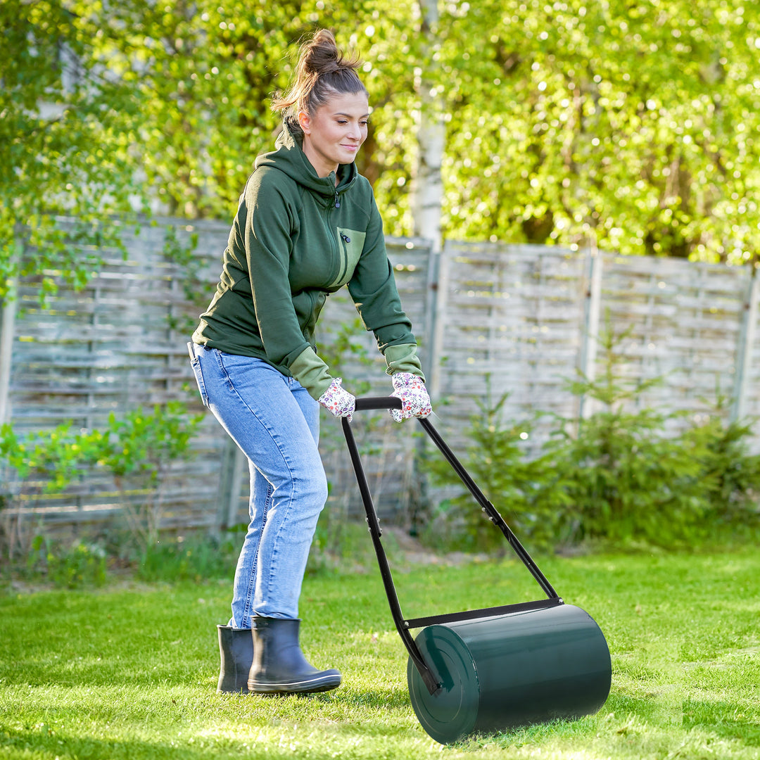 30 L Heavy Duty Water Or Sand Filled Steel Lawn Roller Drum - Green