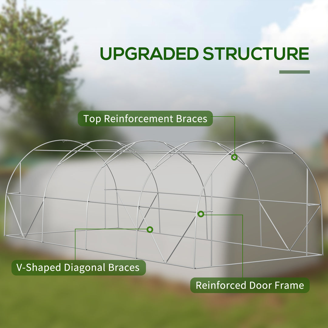 Polytunnel Greenhouse w/ Upgraded Structure, 15 Plant Labels-White