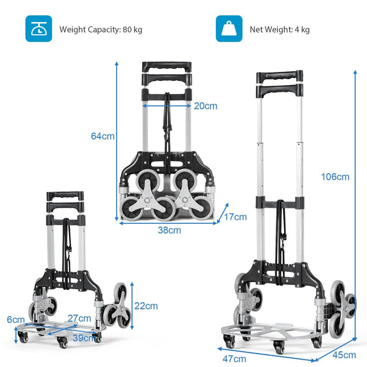 Outdoor Folding Hand Truck 4 Universal Wheels with Elastic Rope