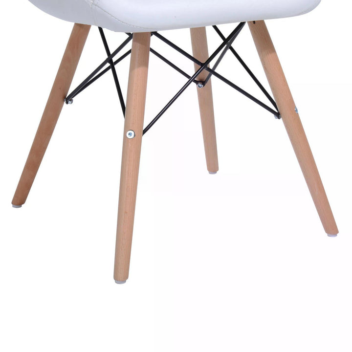 Faux Leather Lounge Chair W/Solid Wooden Legs-White