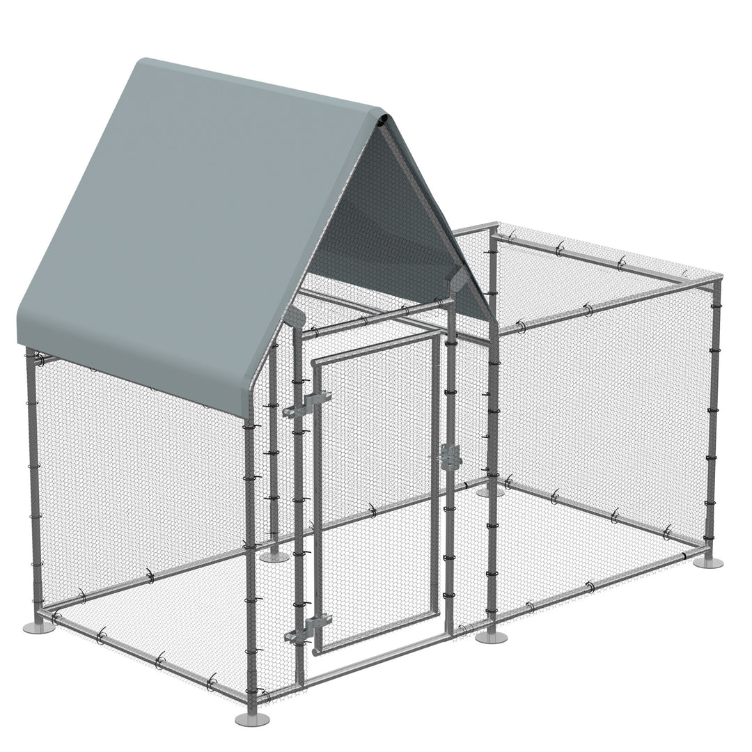 PawHut Walk In Chicken Run, Large Galvanized Chicken Coop, Hen Poultry House Cage, Rabbit Hutch Metal Enclosure, 200 x 105 x 172cm