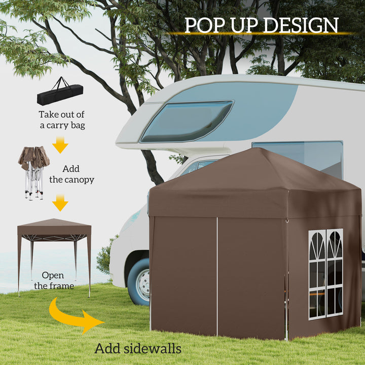 Outsunny Pop Up Gazebo Canopy, size (2 x 2m)- Coffee