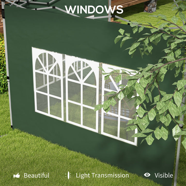 Gazebo Side Panels, Sides Replacement with Window for 3x3(m) or 3x4m Pop Up Gazebo, 2 Pack, Green
