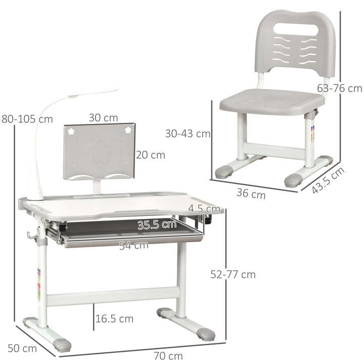 Kids Table and Chair Set, Activity Desk in Grey and White