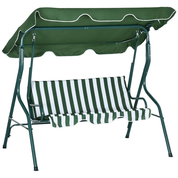 Steel 3-Seater Swing Chair w/ Canopy Green
