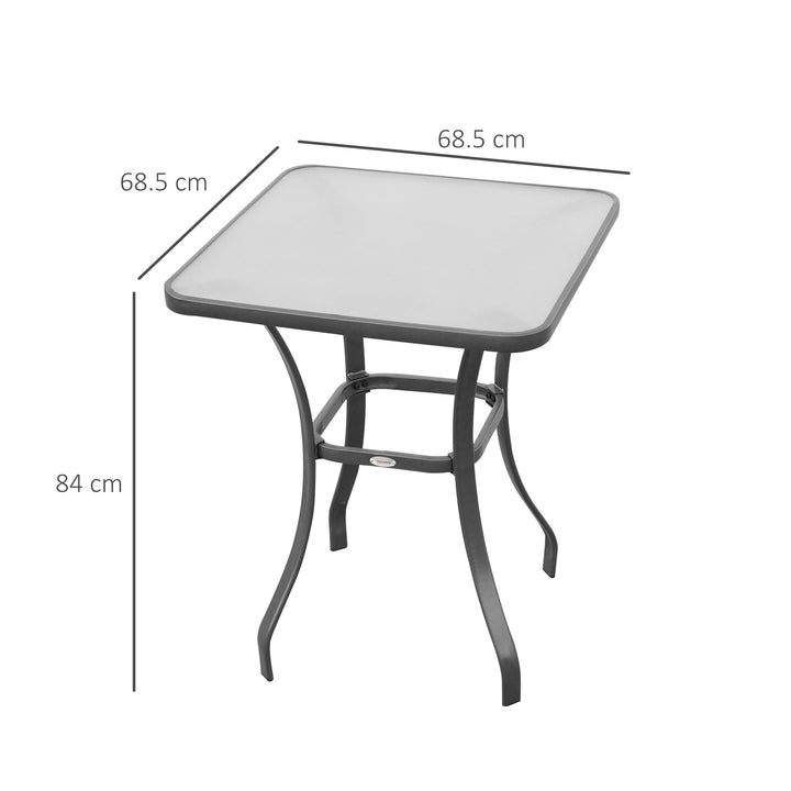 Outsunny Bar Table Bistro Square Glass Dining Kitchen Breakfast Pub Party Metal Garden Café Coffee Garden Table