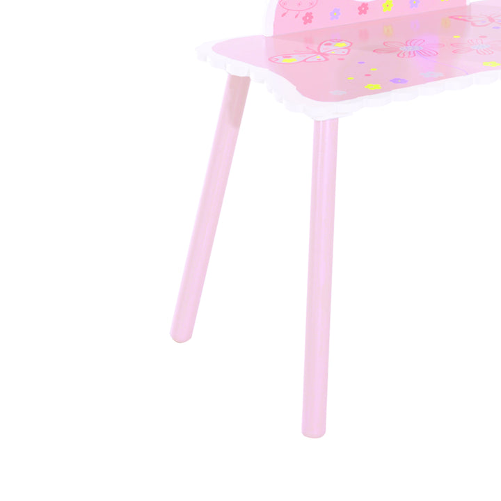 Kids Dressing Table Girls Pink Wooden Kids Dressing Table & Stool Make Up Desk Chair Toys Fairy Dresser Play Set w/Mirror