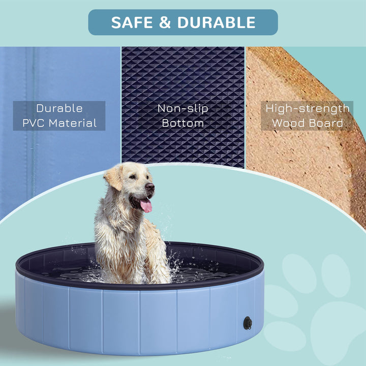 PawHut Pet Swimming Pool, Foldable, 120 cm Diameter-Blue