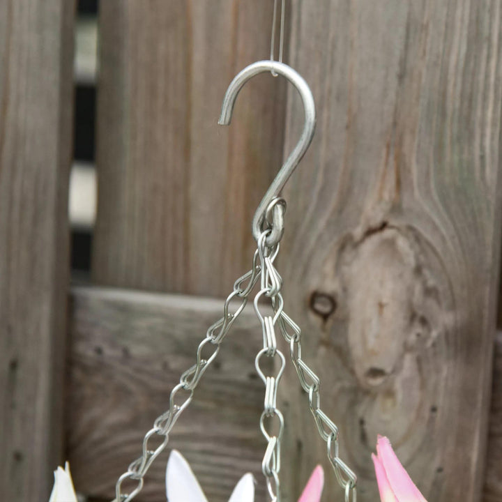 Pack of 2 Artificial Clematis Flowers Hanging Planter Basket for Indoor Outdoor Decoration