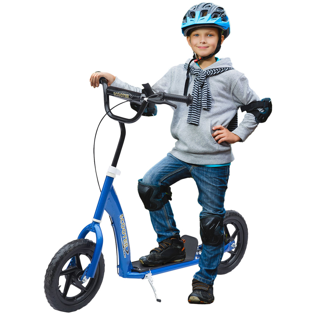 Teen Push Scooter Kids Children Stunt Scooter Bike Bicycle Ride On 12" EVA Tyres, Blue