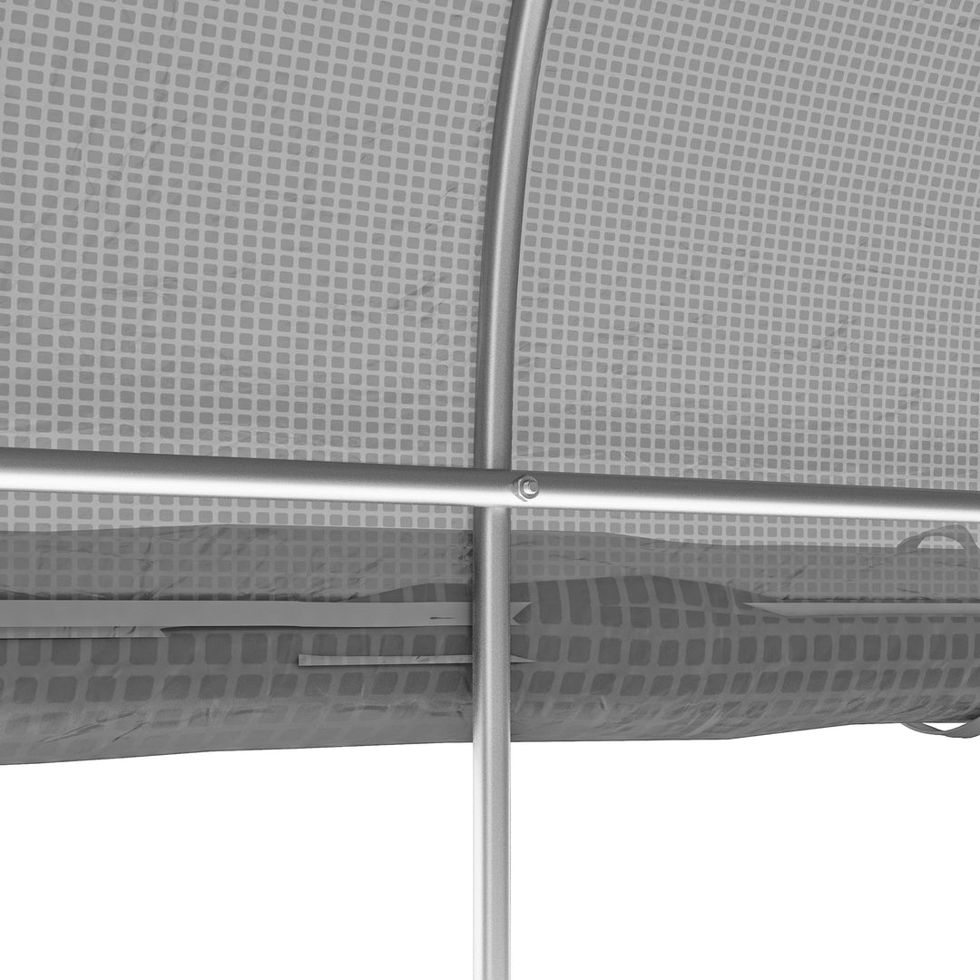 Walk-in Polytunnel Greenhouse, Zipped Roll Up Sidewall-White