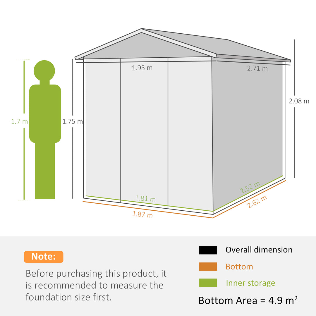 9FT x 6FT Galvanized Metal Garden Shed, Outdoor Storage Shed with Sloped Roof, Lockable Door, Tool Storage Shed for Backyard, Patio, White