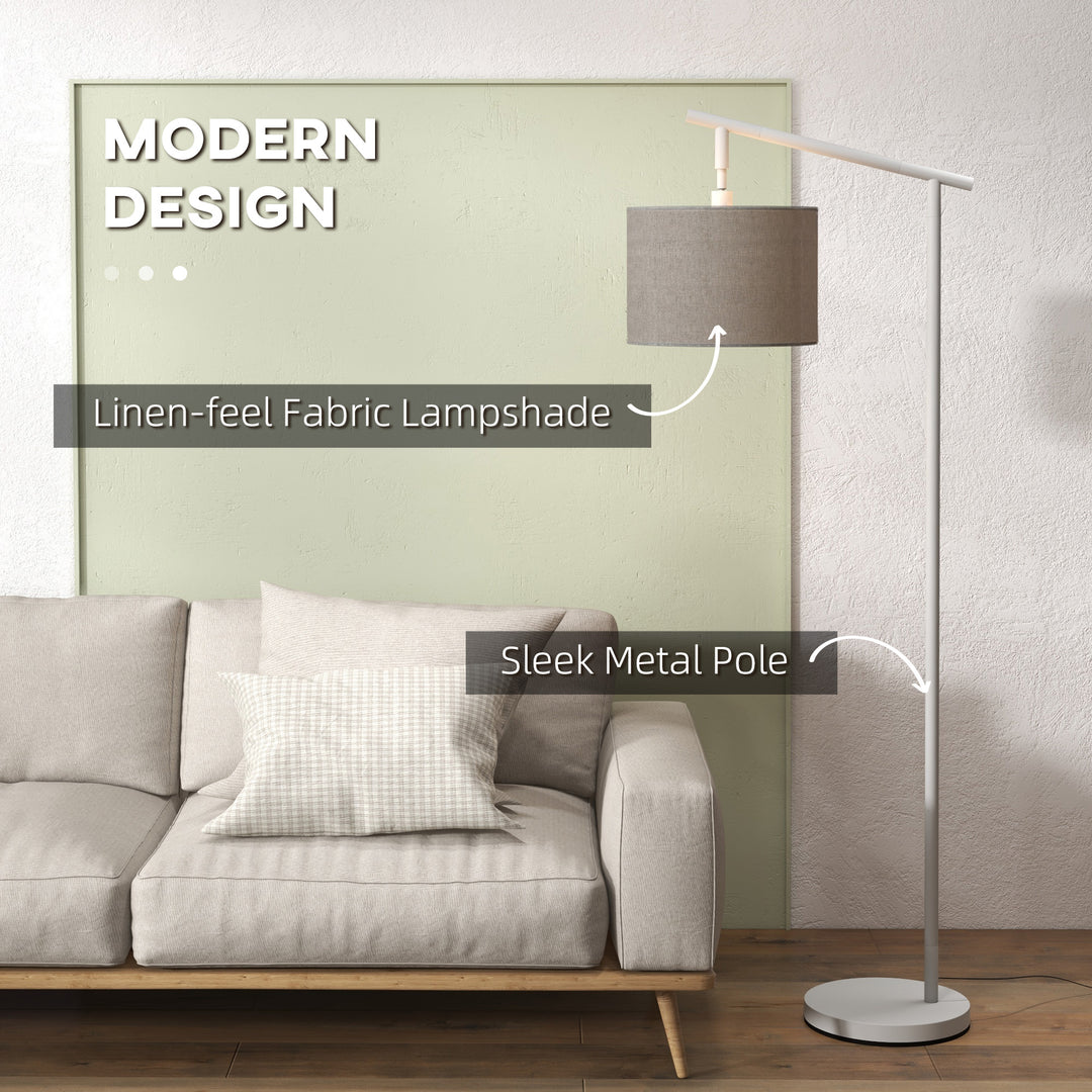 Modern Floor Lamp with 350¡ Rotating Lampshade, for Living Room and Bedroom, LED Bulb Included, Grey