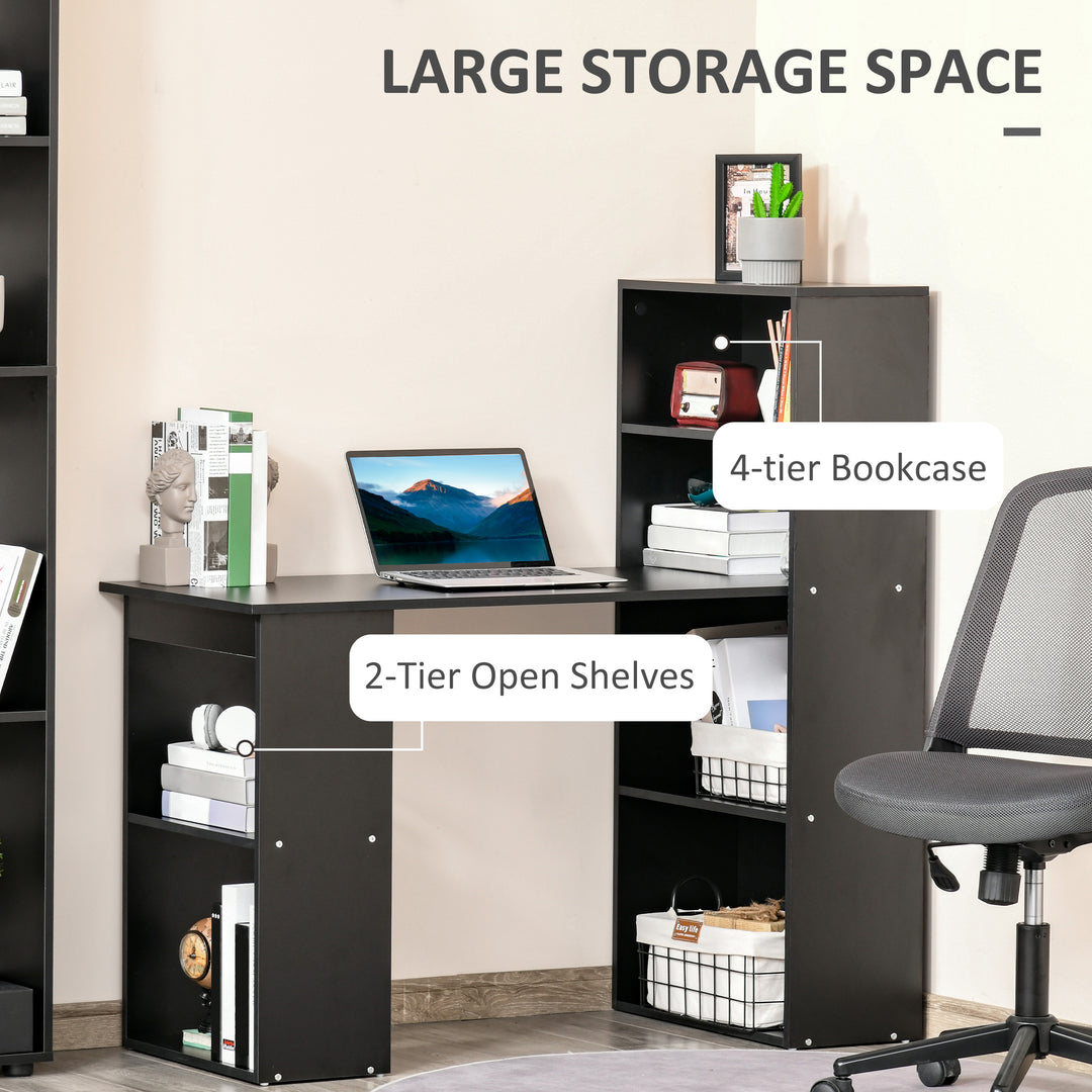 Modern Computer Desk Bookshelf  Writing Table Workstation PC Laptop Study Home Office 6 Shelves Black