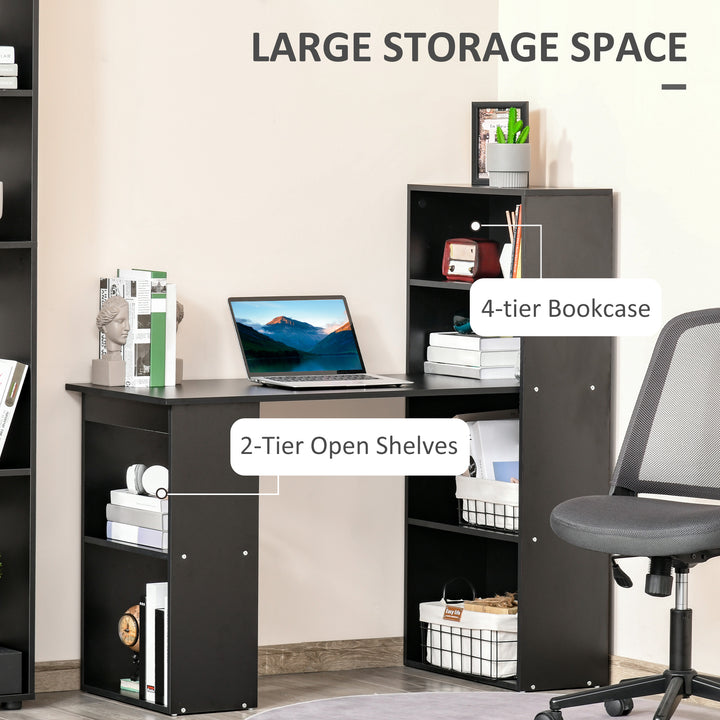 Modern Computer Desk Bookshelf  Writing Table Workstation PC Laptop Study Home Office 6 Shelves Black