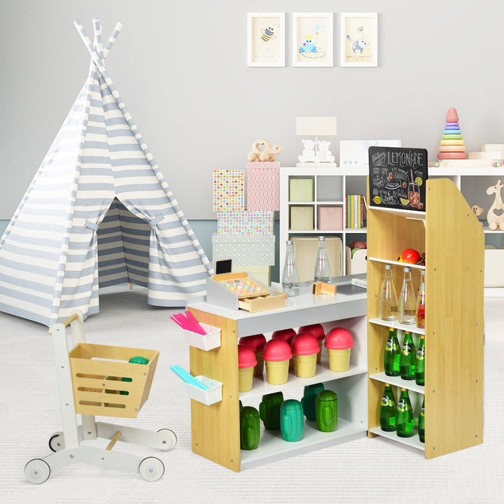 Supermarket Play Set with Shopping Cart for Toddlers