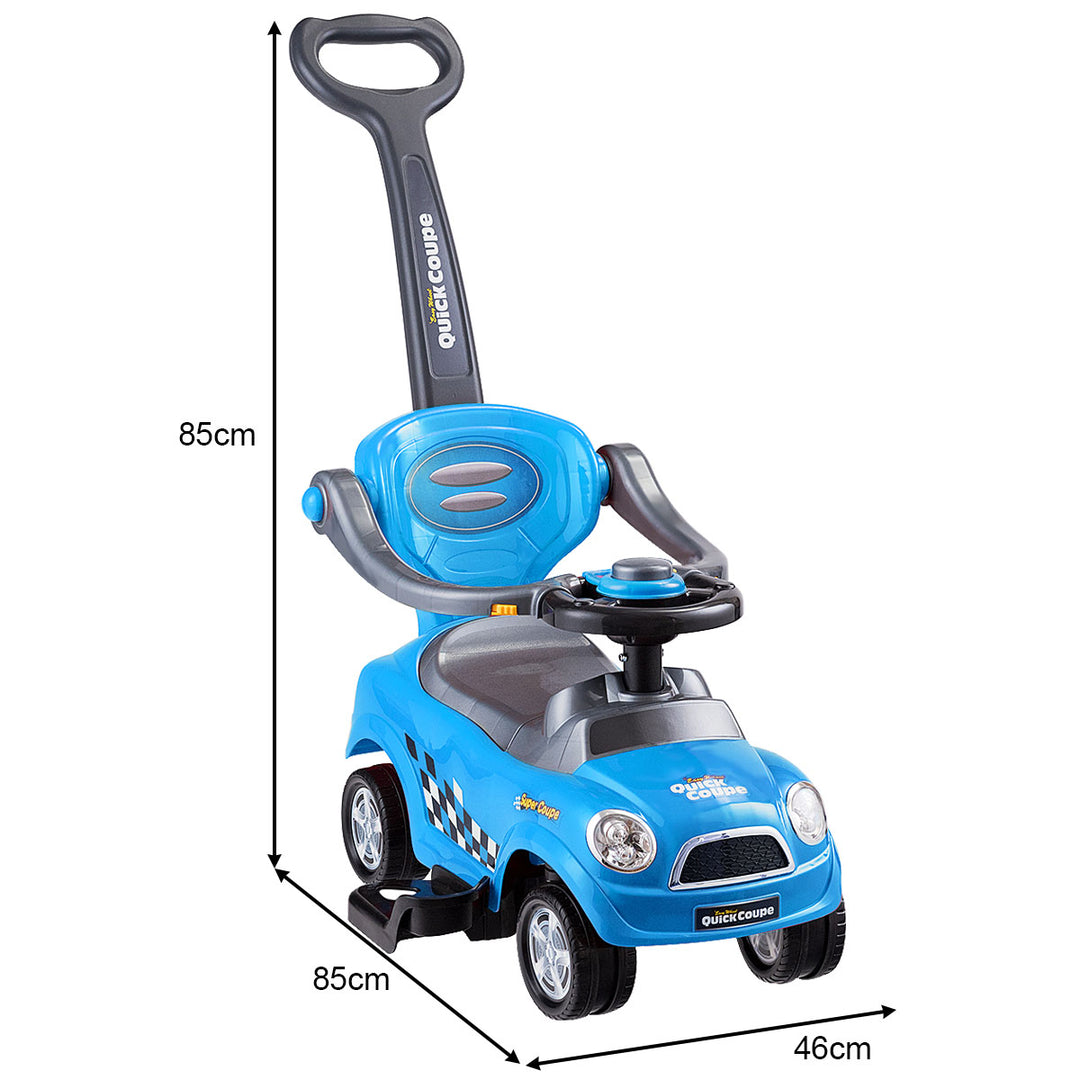 Kids 3 in 1 Ride on Car with Push Handle-Blue