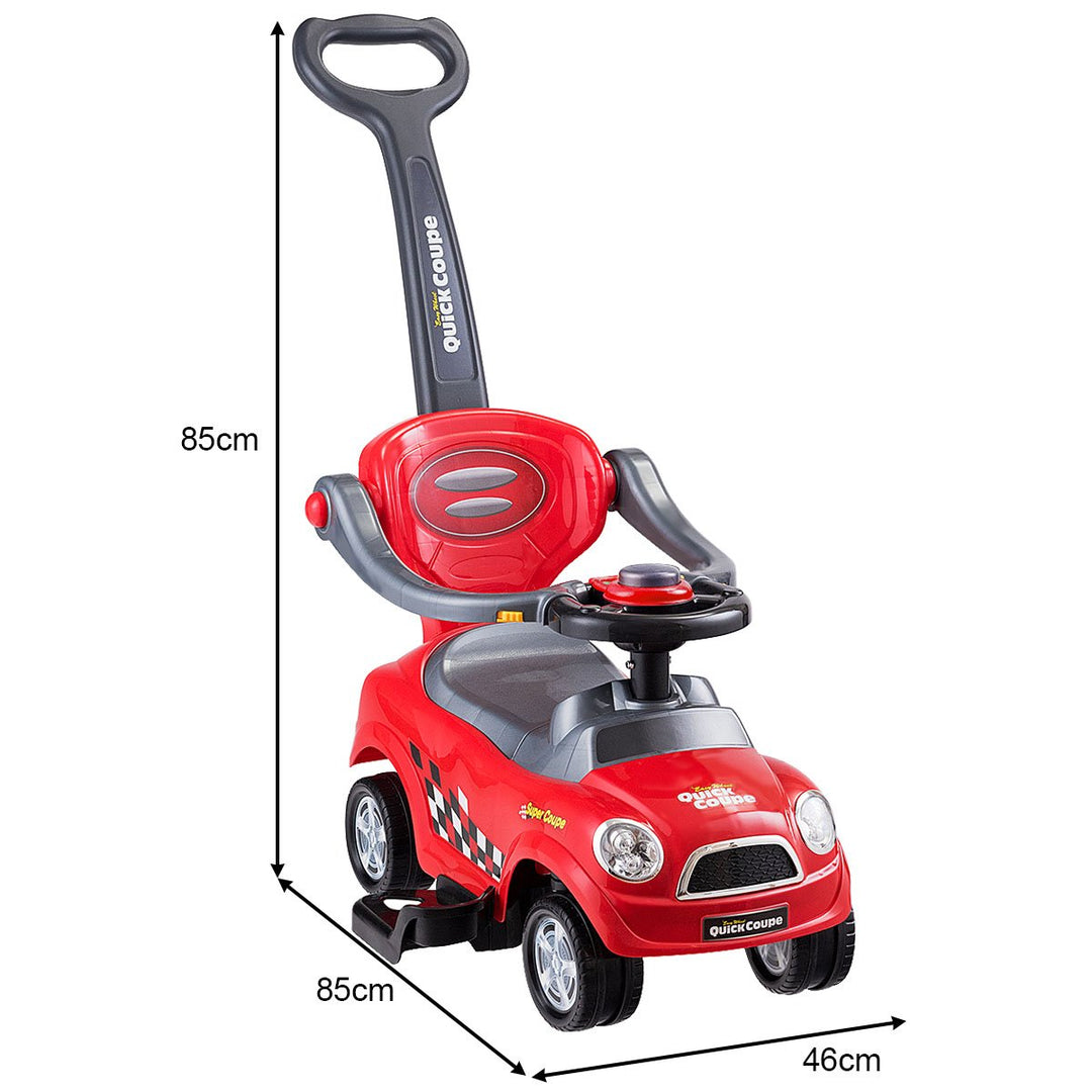 Kids 3 in 1 Ride on Car with Push Handle-Red