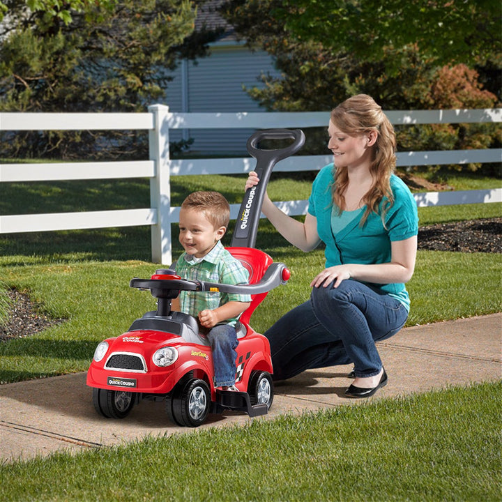 Kids 3 in 1 Ride on Car with Push Handle-Red