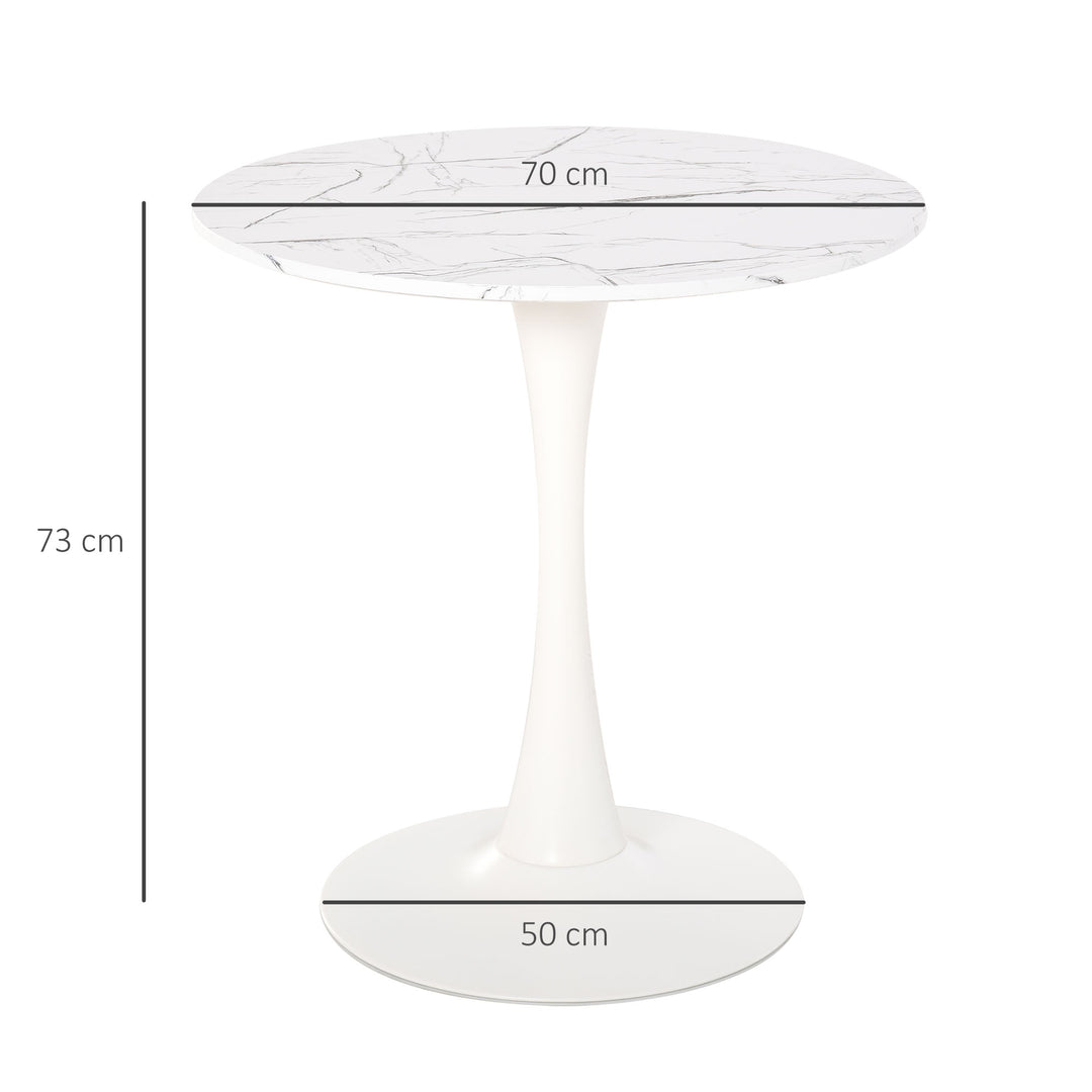 Modern Round Dining Table Leisure Coffee Bistro Table with Metal Base for Kitchen &amp; Dining Room White