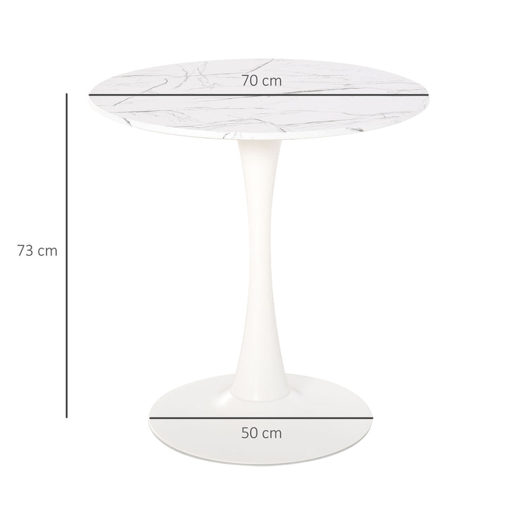 Modern Round Dining Table Leisure Coffee Bistro Table with Metal Base for Kitchen &amp; Dining Room White
