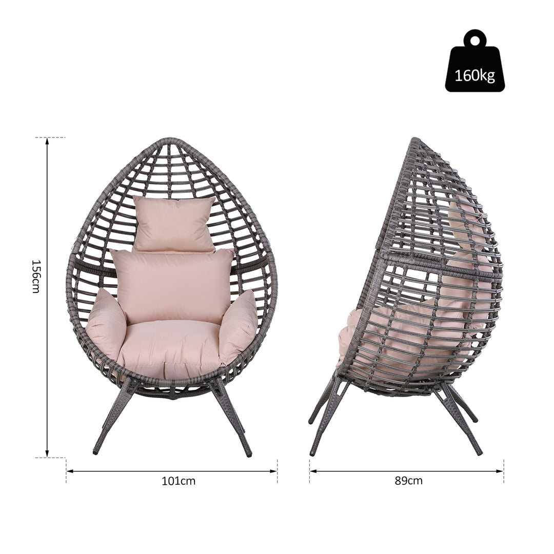 Outdoor Indoor Rattan Egg Chair Wicker Weave Teardrop Chair with Cushion